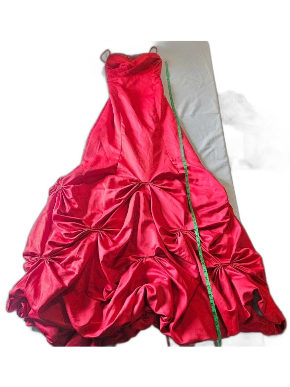 Vintage NOS Y2K Josh & Jazz Red Satin Prom Dress Jr 7/8 Rhinestone Corset Gown - Picture 3 of 13